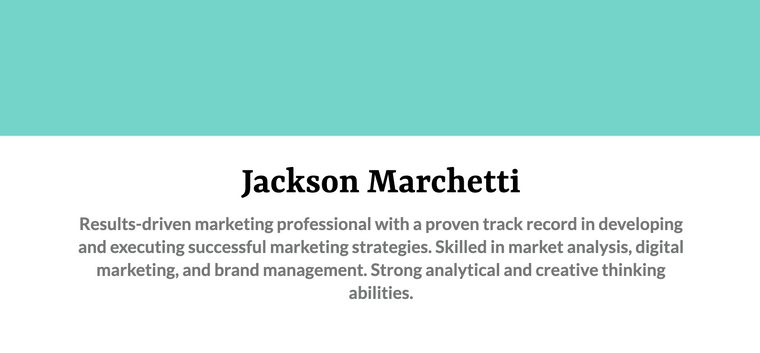Minimalistic Resume Color Schemes for Marketing - Teal and Charcoal