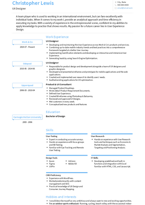 UX Designer Resume Sample and Template