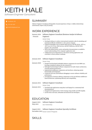 Software Engineer Consultant Resume Sample and Template