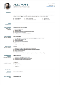 Secretary Resume Sample and Template