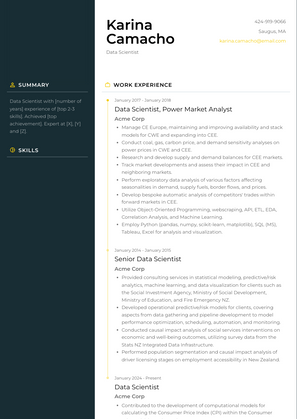 Data Scientist Resume Sample and Template
