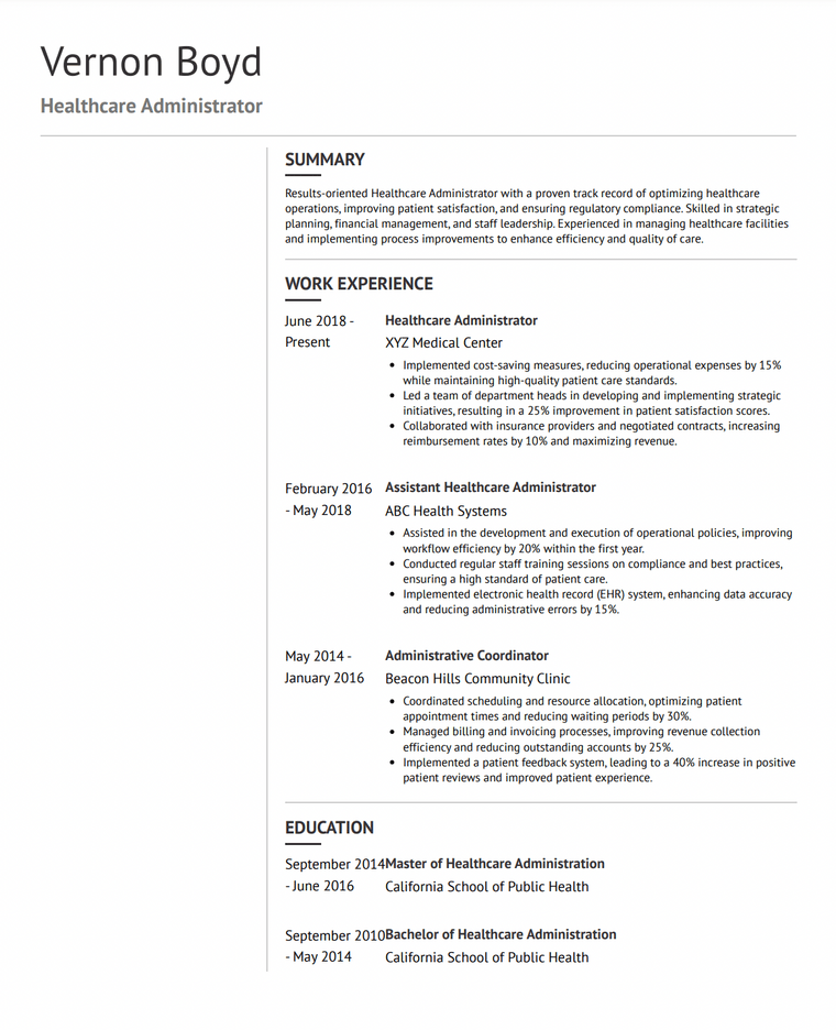 Healthcare Resume Template - Corporate