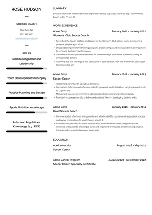 Soccer Coach Resume Sample and Template