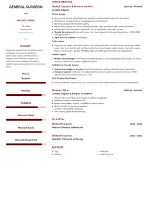 General Surgeon Resume Sample and Template
