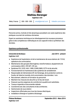 Exemple et modèle de CV Ingénieur civil