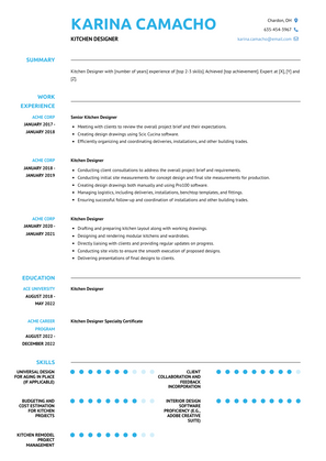 Kitchen Designer Resume Sample and Template