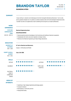 Engineering Intern Resume Sample and Template