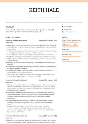 Director Of Software Development Resume Sample and Template