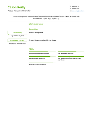 Product Management Internship Resume Sample and Template