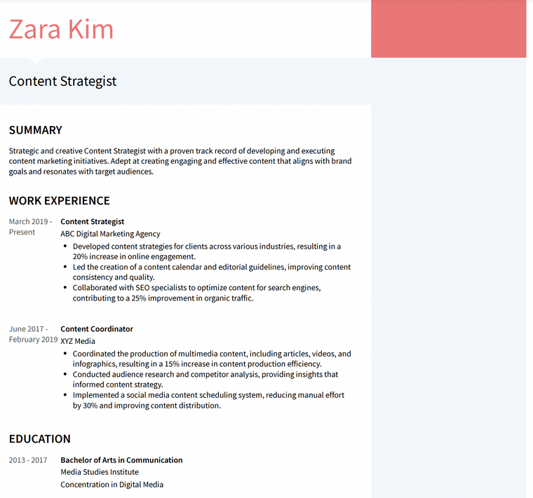 Visual Resume Template - Modern