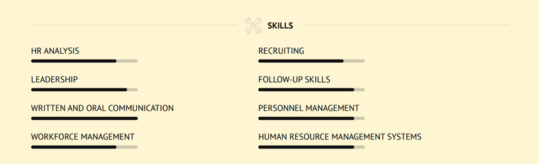 No Experience HR Resume Skills section