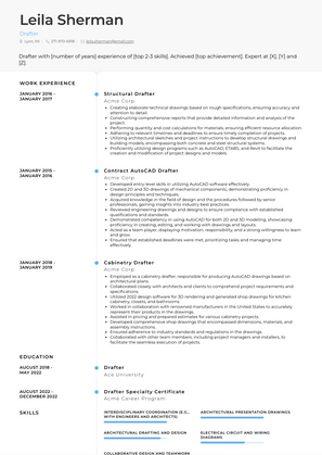 Drafter Resume Sample and Template