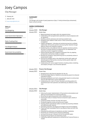 City Manager Resume Sample and Template