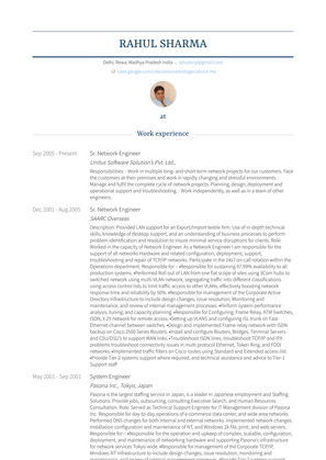 Sr. Network Engineer Resume Sample and Template