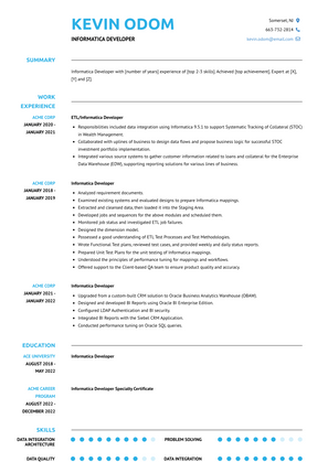 Informatica Developer Resume Sample and Template