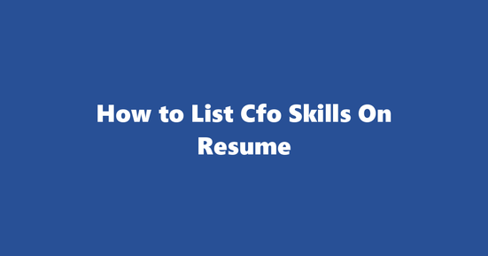 cfo resume skills