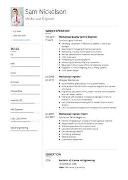 Mechanical Engineer CV Example and Template