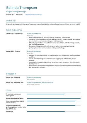 Graphic Design Manager Resume Sample and Template