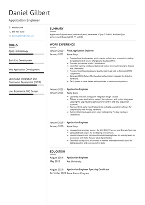 Application Engineer Resume Sample and Template
