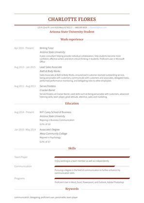 Writing Tutor Resume Sample and Template