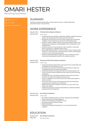 Recruiting Coordinator Resume Sample and Template