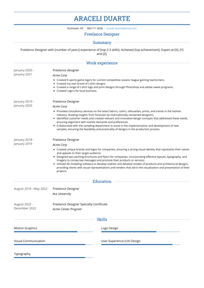 Freelance Designer Resume Sample and Template