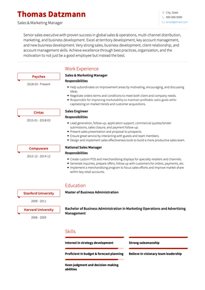 Sales and Marketing Manager CV Example and Template