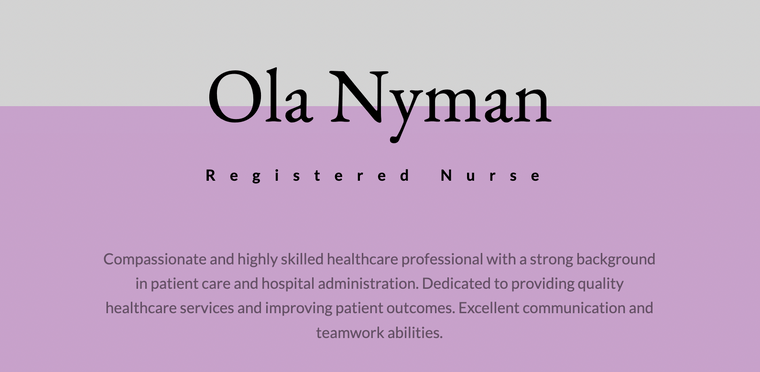 Minimalistic Resume Color Schemes for Healthcare - Lilac and Gray