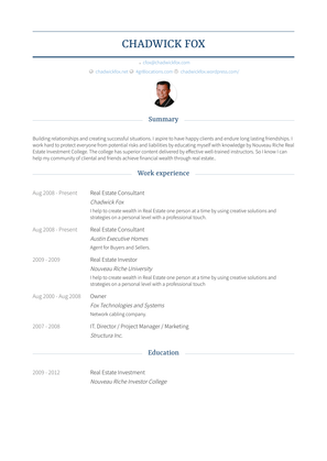 Real Estate Consultant Resume Sample and Template