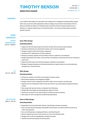 Office Manager CV Example and Template