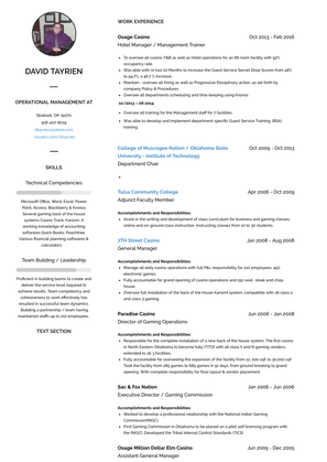 Assistant General Manager Resume Sample and Template