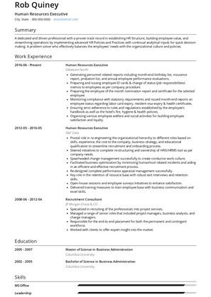 Human Resources Executive Resume Sample and Template