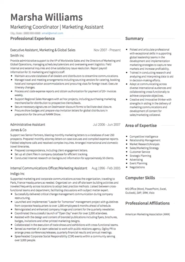 marketing resume example for singapore