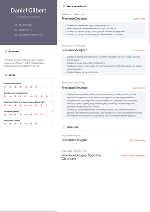 Freelance Designer Resume Sample and Template