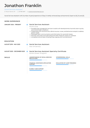 Social Services Assistant Resume Sample and Template