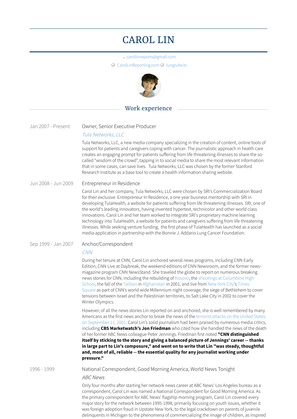 Owner, Senior Executive Producer Resume Sample and Template