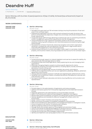 Senior Attorney Resume Sample and Template