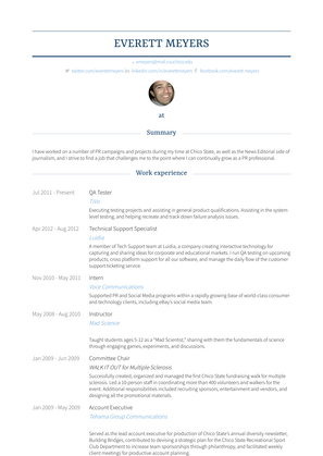Qa Tester Resume Sample and Template