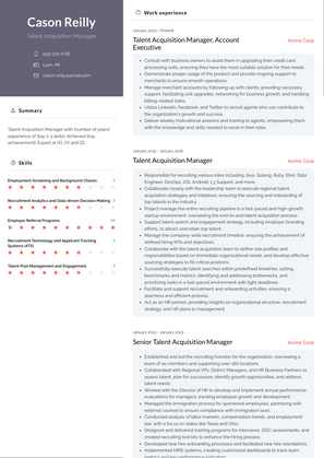 Talent Acquisition Manager Resume Sample and Template
