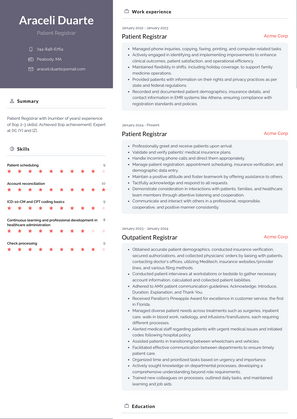 Patient Registrar Resume Sample and Template