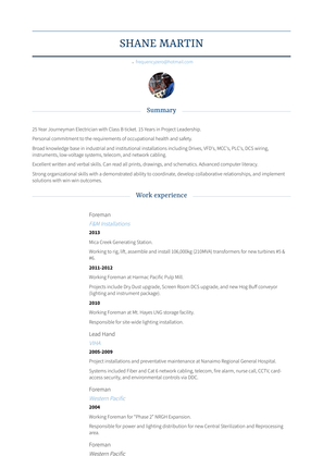 Foreman Resume Sample and Template
