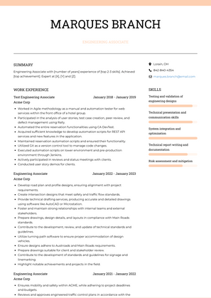 Engineering Associate Resume Sample and Template