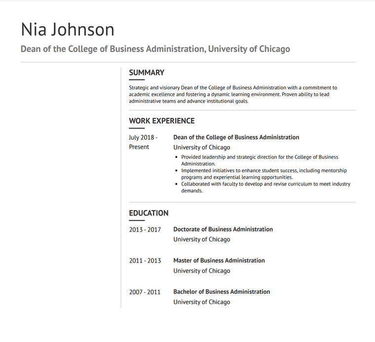 Academic CV Template - Corporate