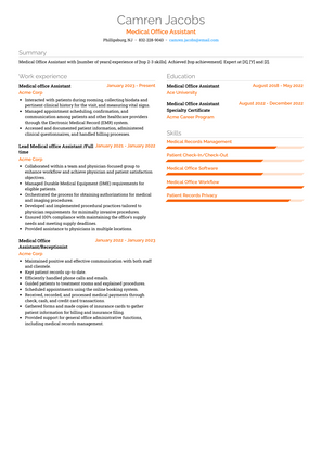 Medical Office Assistant Resume Sample and Template