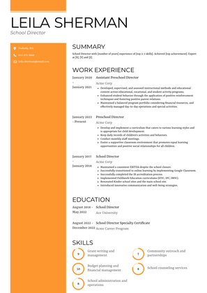 School Director Resume Sample and Template