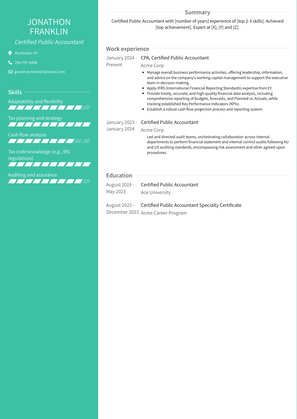 Certified Public Accountant Resume Sample and Template