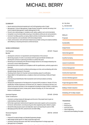 Civil Engineer Resume Sample and Template