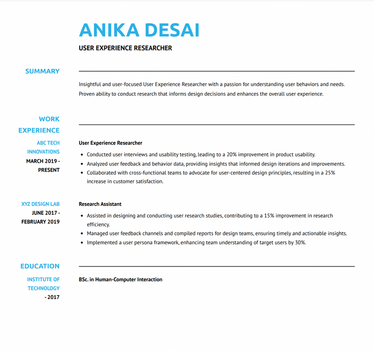 Google Docs CV Template - Arya