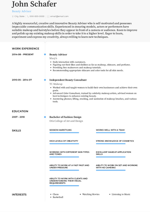 Make-up Artist Resume Sample and Template