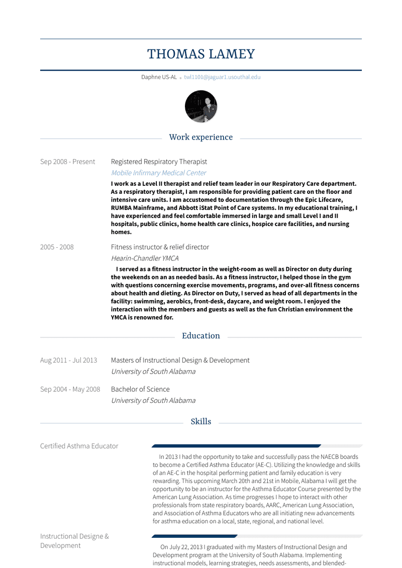 Registered Respiratory Therapist Resume Sample and Template